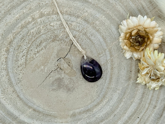 Makramee Choker Halbedelstein Kette Amethyst