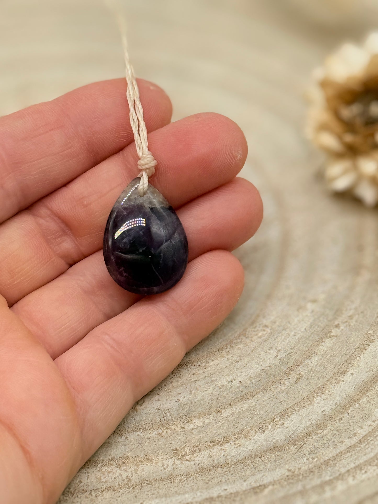 Makramee Choker Halbedelstein Kette Amethyst