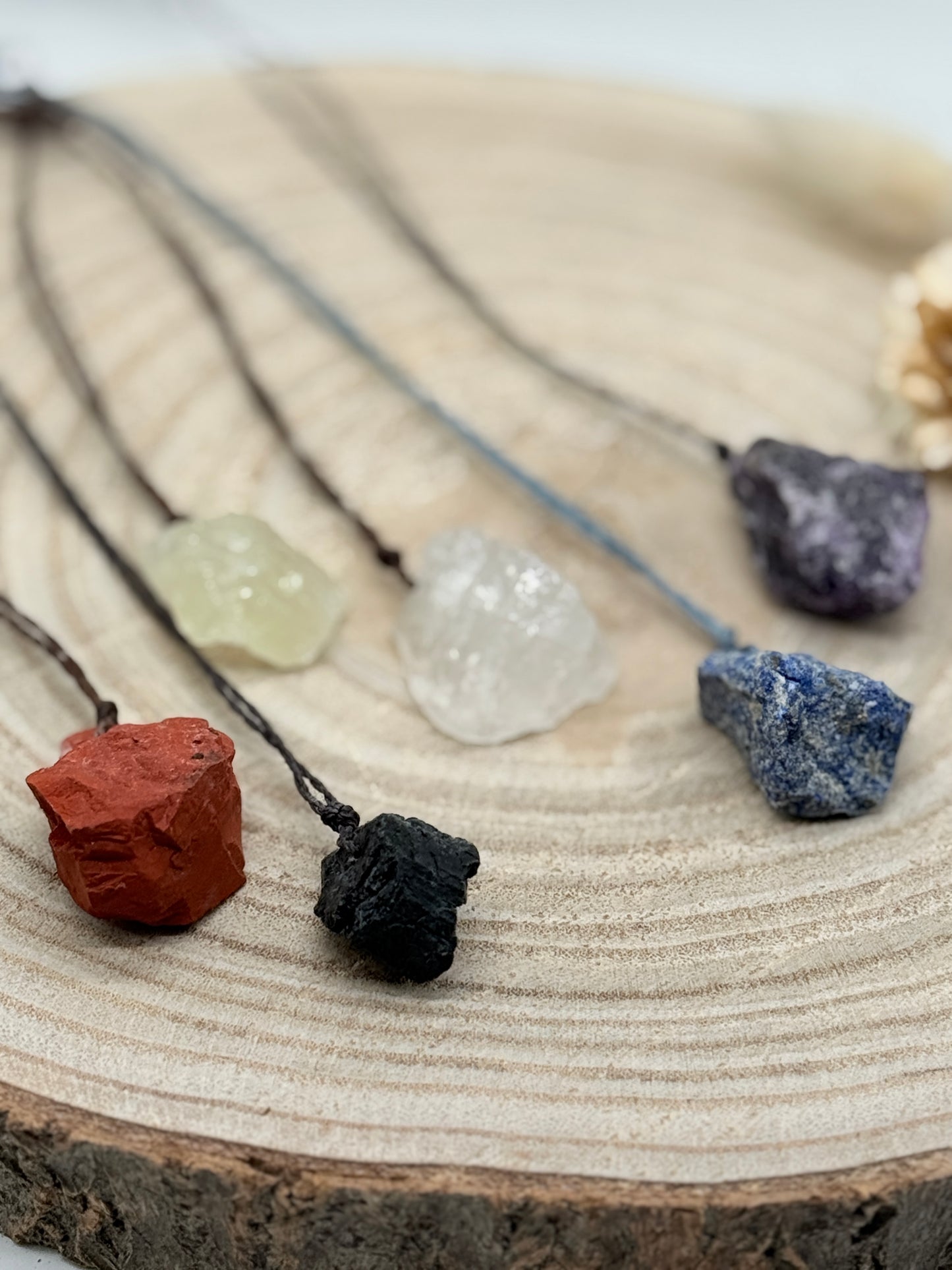 Makramee Choker Halbedelstein Kette Rohsteine