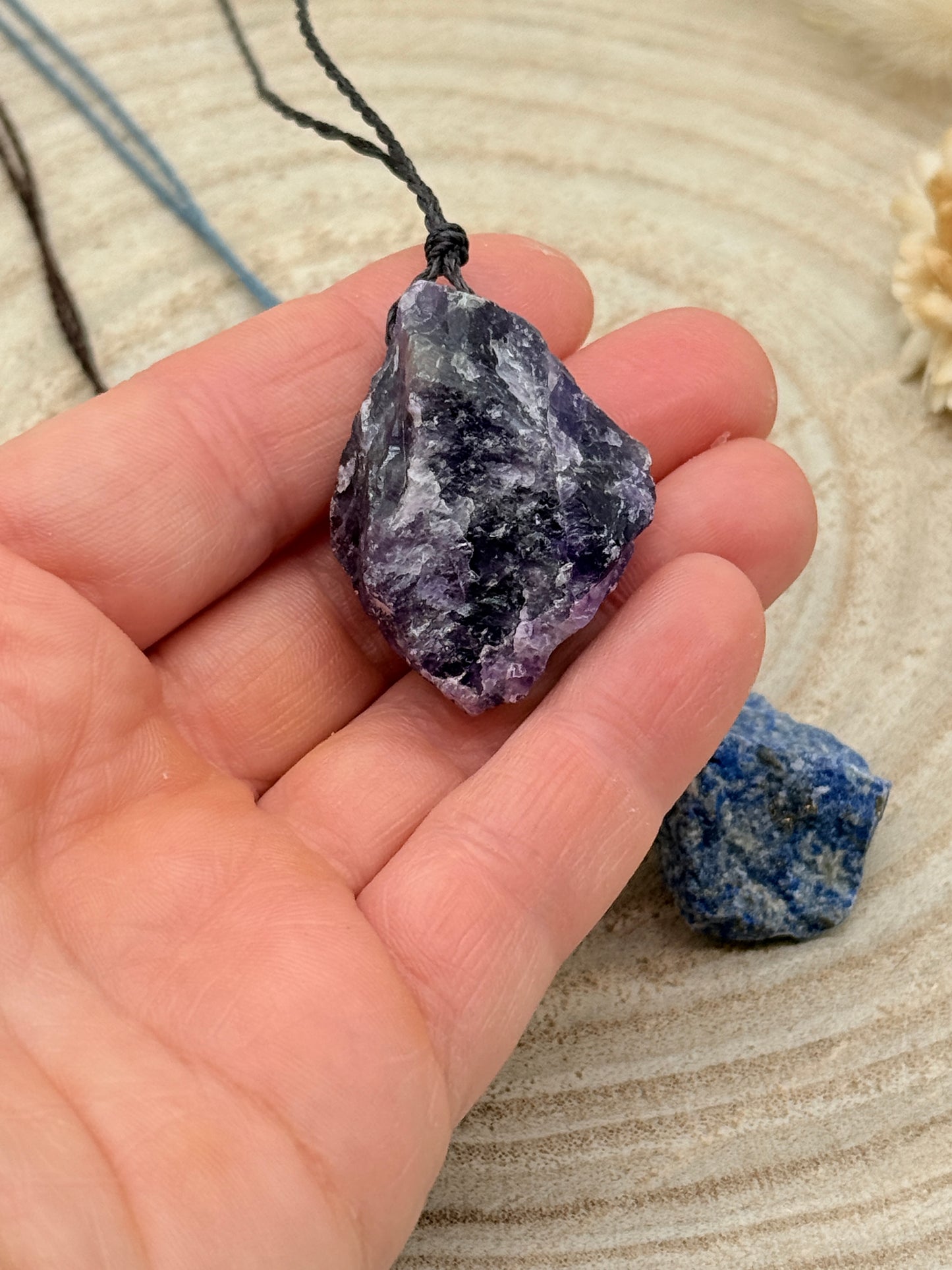 Makramee Choker Halbedelstein Kette Rohsteine