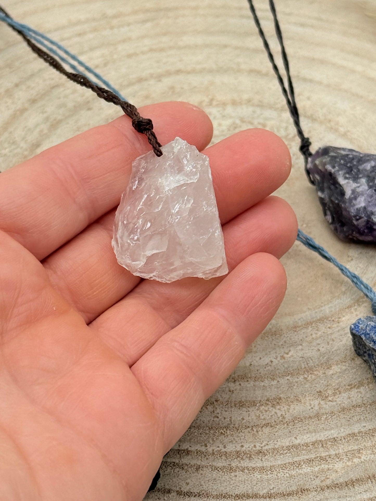 Makramee Choker Halbedelstein Kette Rohsteine