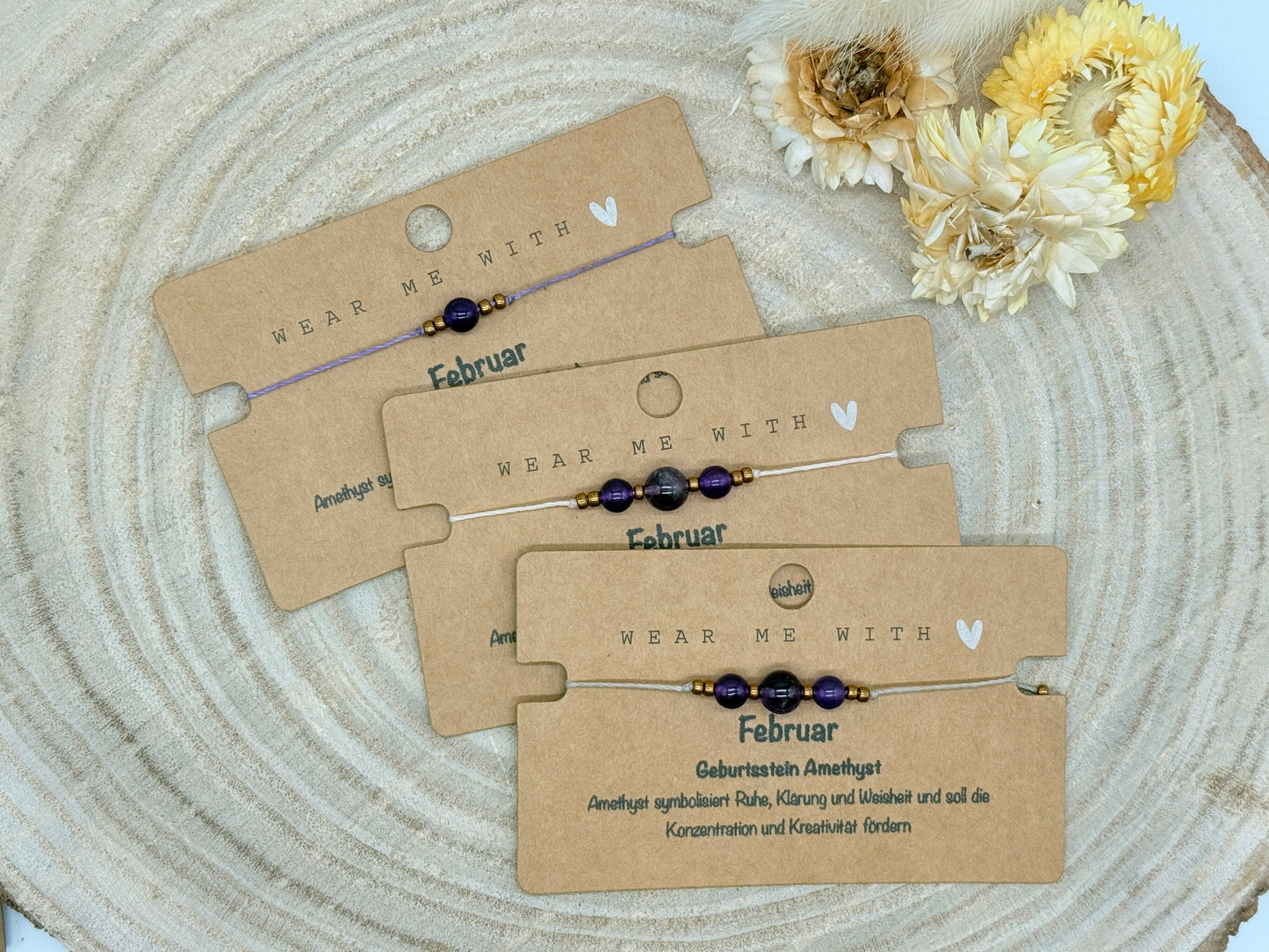 Geburtsstein Februar Sternzeichen Halbedelstein Armband Amethyst
