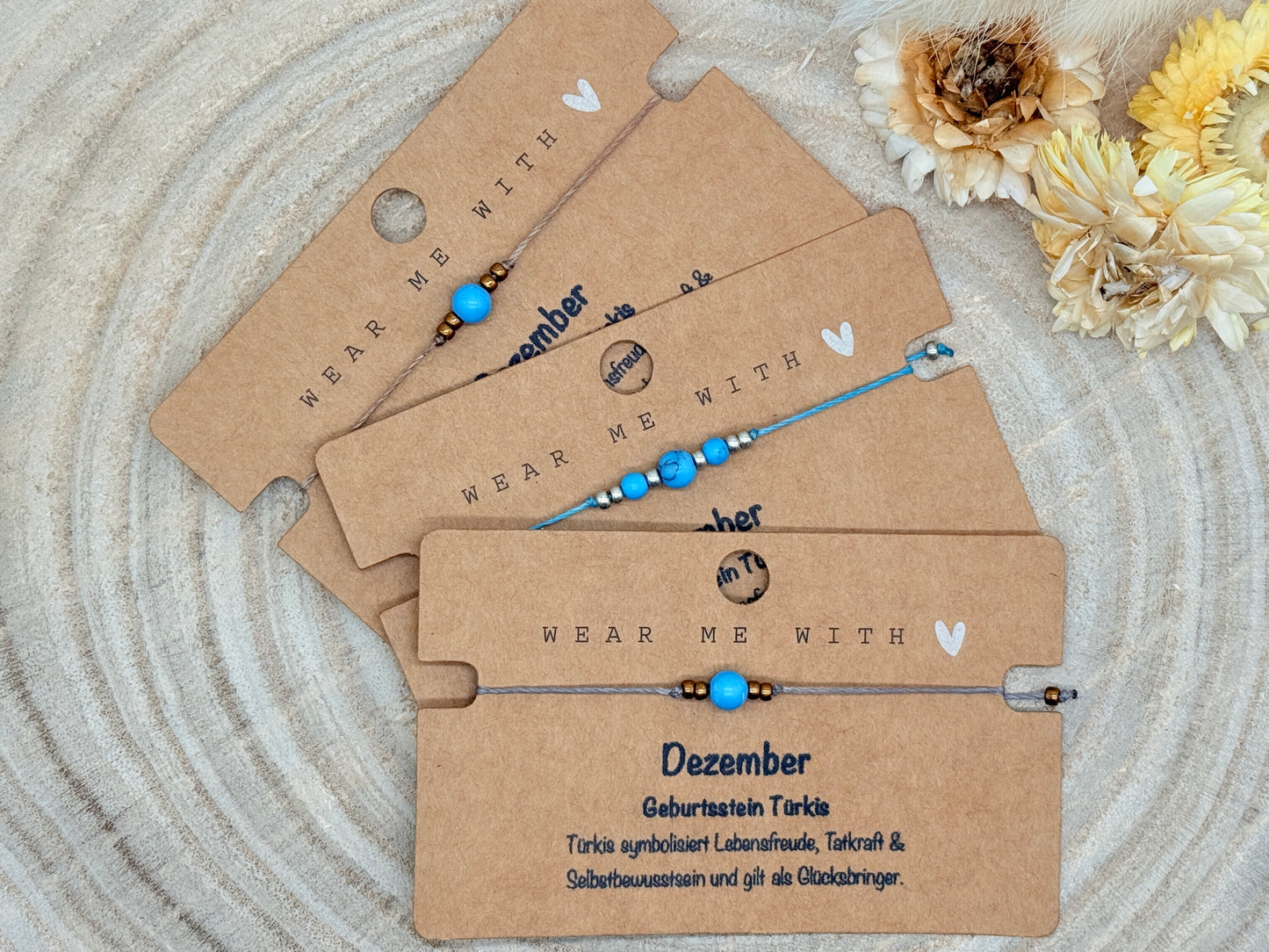 Geburtsstein Dezember Sternzeichen Halbedelstein Armband Türkis