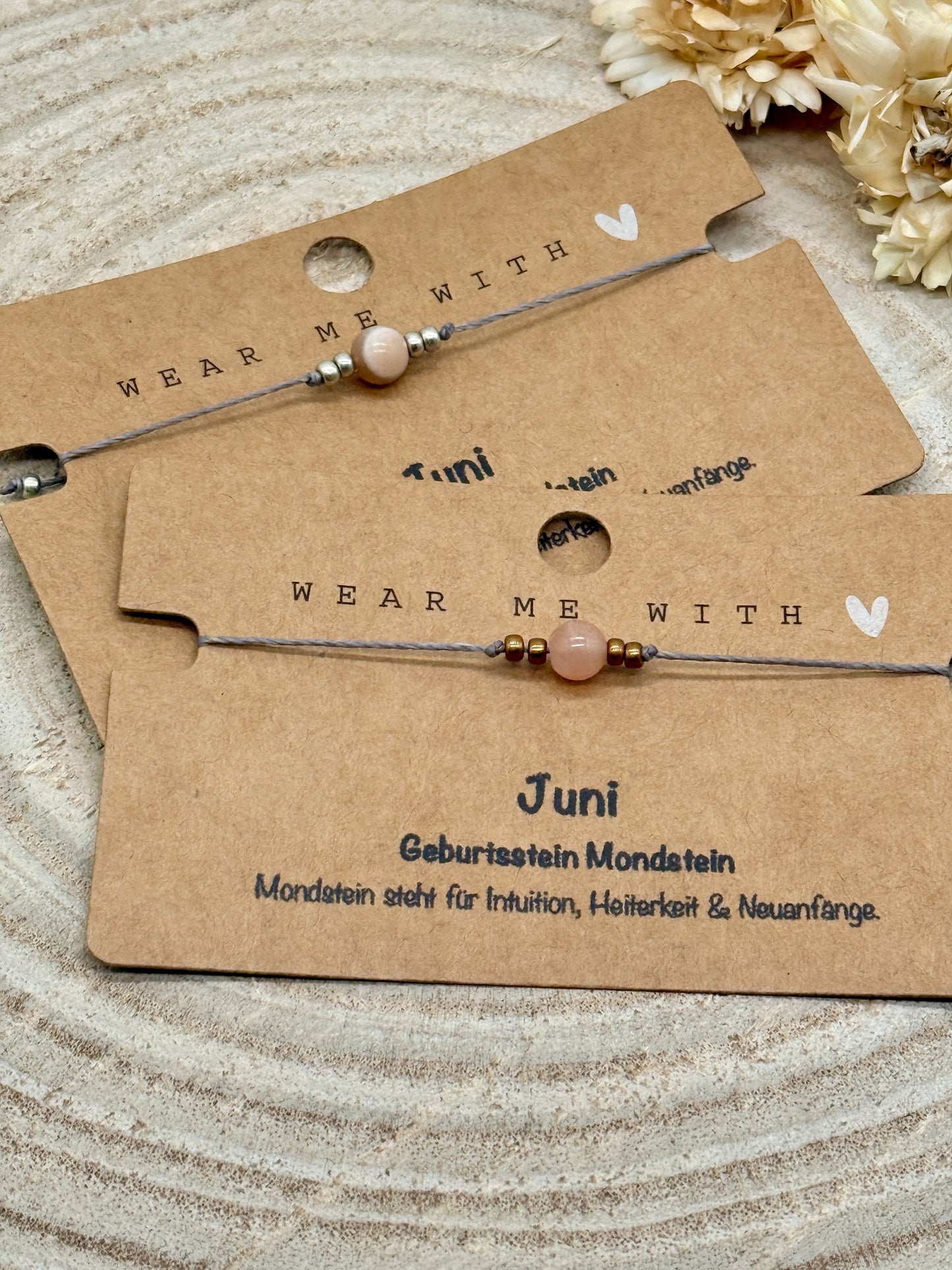 Geburtsstein Juni Sternzeichen Halbedelstein Armband Mondstein