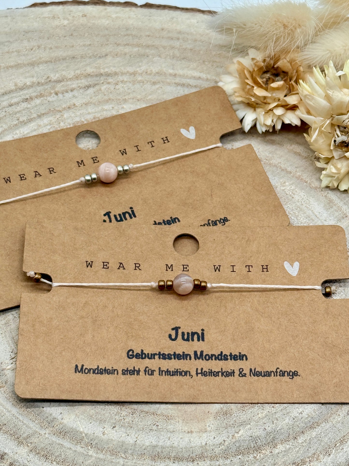 Geburtsstein Juni Sternzeichen Halbedelstein Armband Mondstein