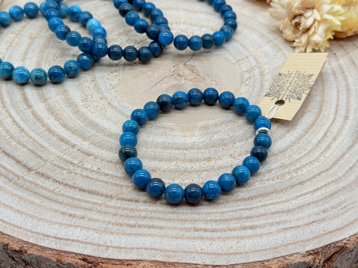 Elastisches Edelstein Armband mit Apatit Perlen