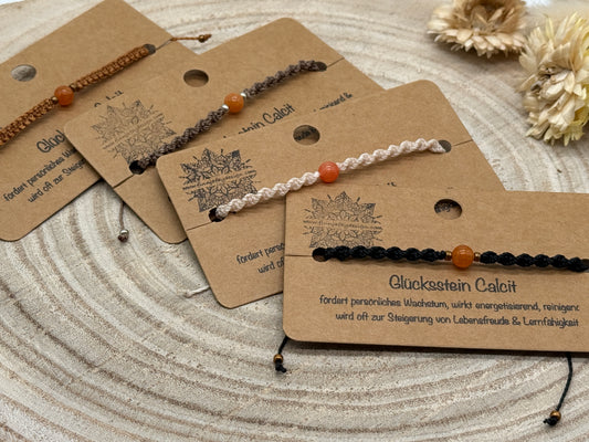 Makramee Armband mit Calcit – Glücksstein Armband für Harmonie & positive Energie