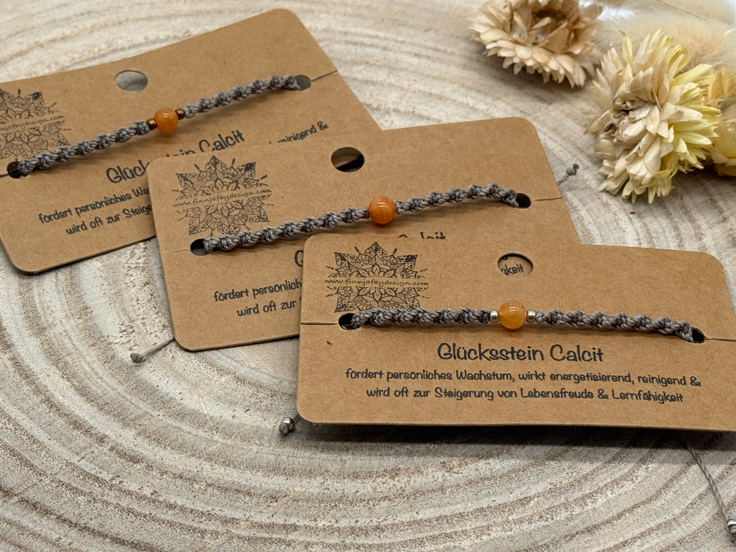 Makramee Armband mit Calcit – Glücksstein Armband für Harmonie & positive Energie