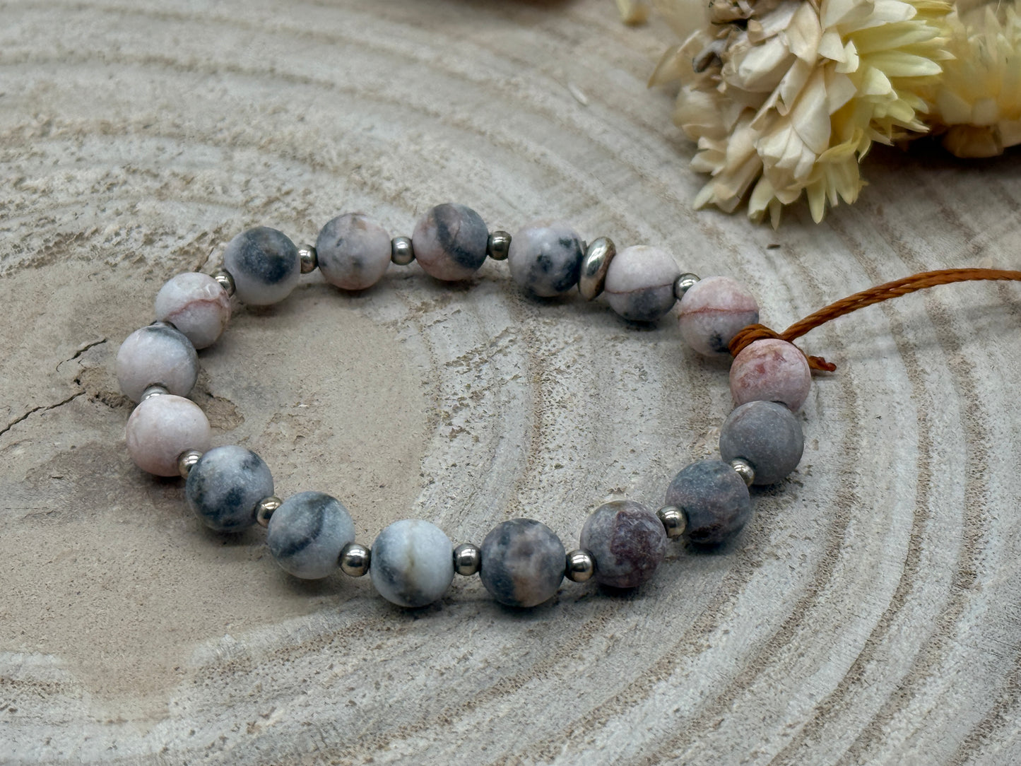 Elastisches Edelstein Armband mit Zebra Jaspis Perle