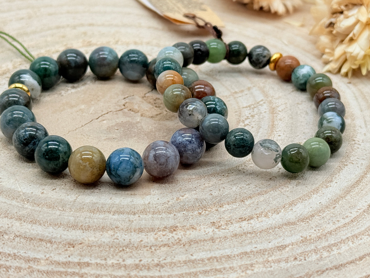Elastisches Edelstein Armband mit India Achat Perle