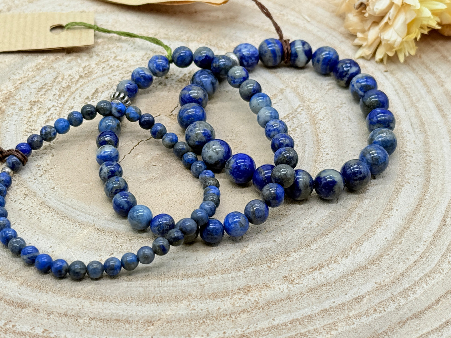 Elastisches Edelstein Armband mit Lapislazuli Perlen