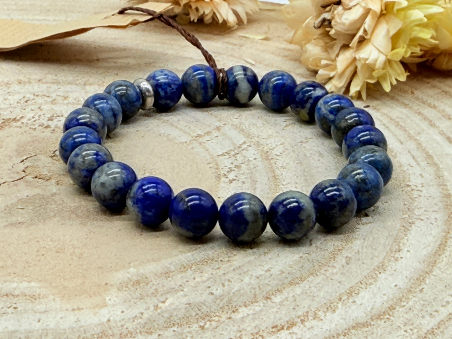 Elastisches Edelstein Armband mit Lapislazuli Perlen