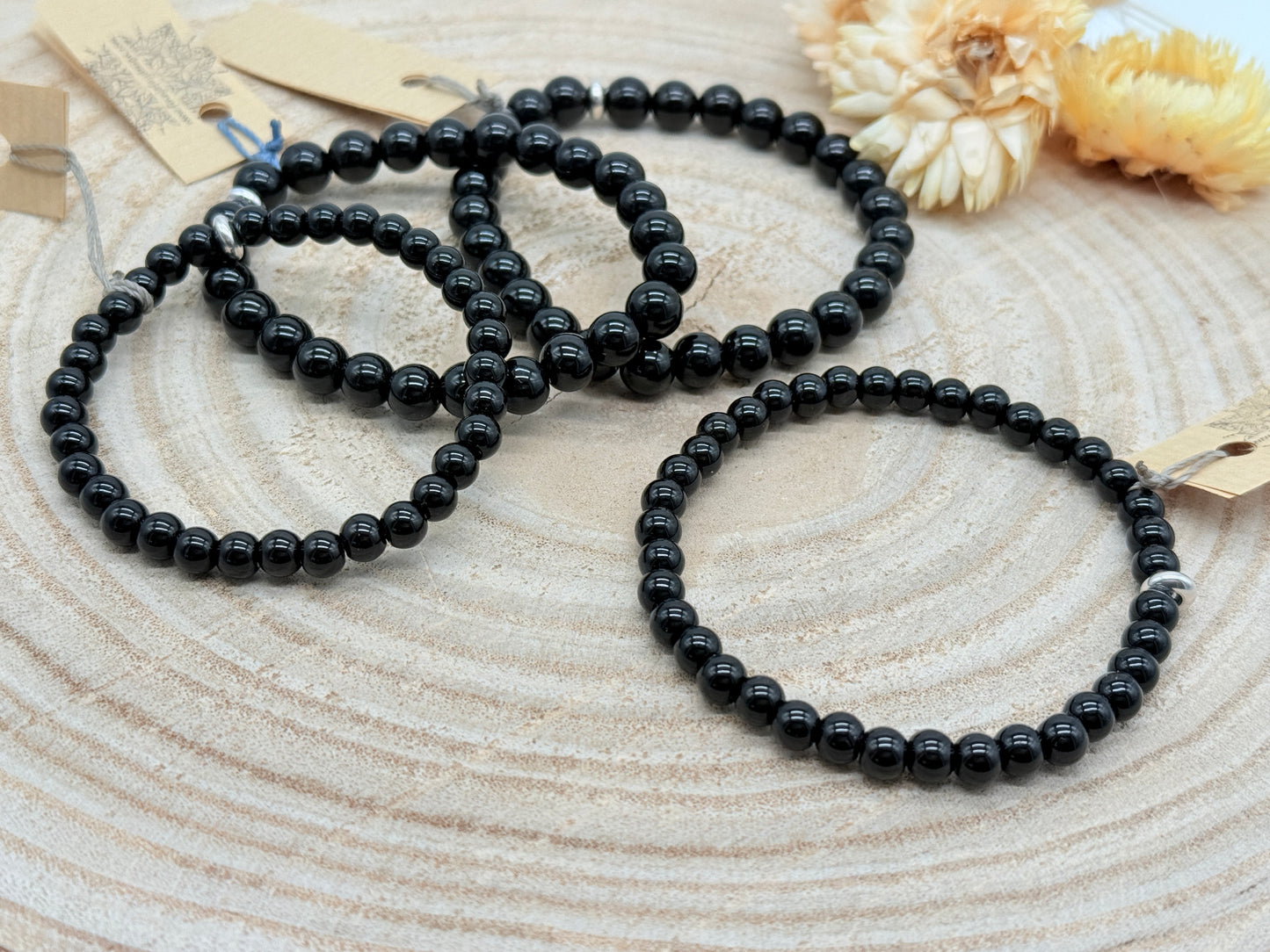 Elastisches Edelstein Armband mit Onyx Perlen