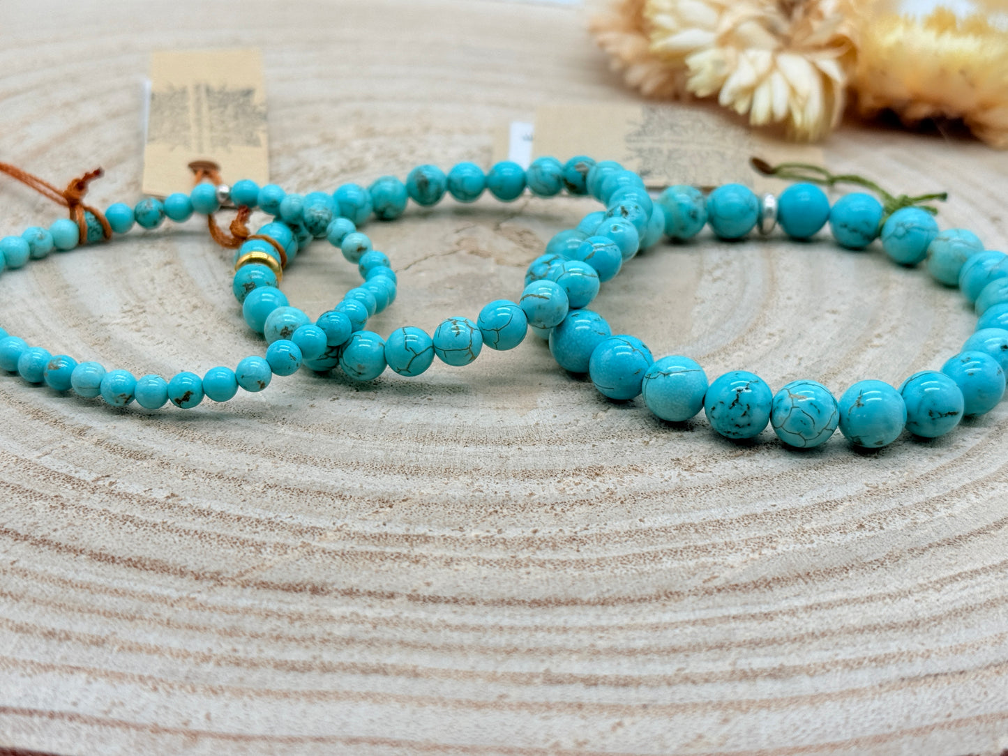 Elastisches Edelstein Armband mit Türkis