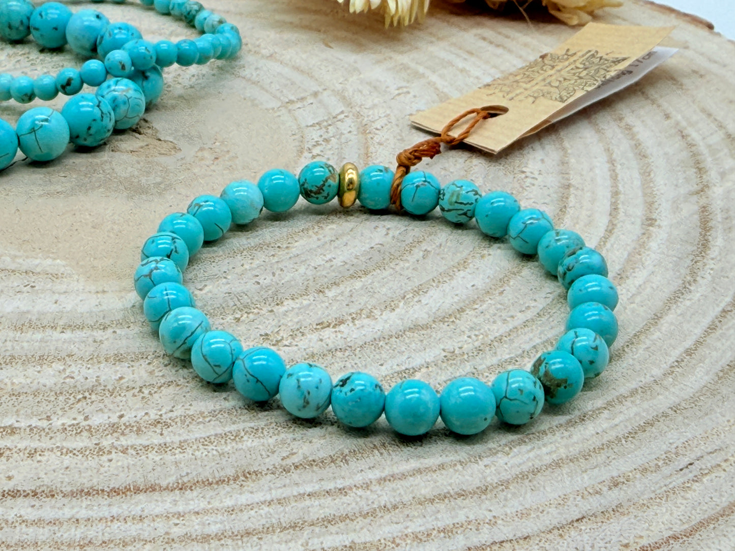 Elastisches Edelstein Armband mit Türkis