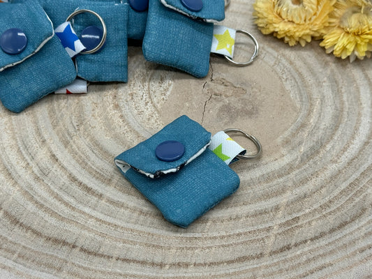 Schlüsselanhänger Mini Tasche mit Einkaufswagenchip praktische Mini Geldbörse blau meliert