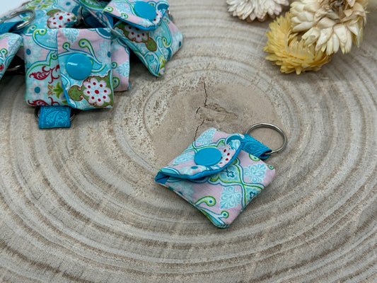 Schlüsselanhänger Mini Tasche mit Einkaufswagenchip praktische Mini Geldbörse Ornamente blau