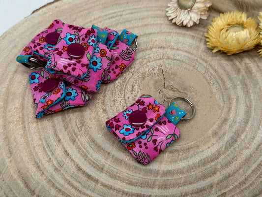 Einkaufschip Tasche Einkaufswagenchip Schlüsselanhänger praktische Mini Geldbörse Einkaufshilfe rosa mit Blumen