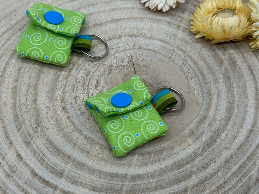 Einkaufschip Tasche Einkaufswagenchip Schlüsselanhänger praktische Mini Geldbörse Einkaufshilfe grün mit Ornamenten Muster