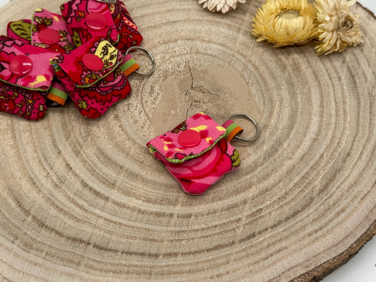 Einkaufschip Tasche Einkaufswagenchip Schlüsselanhänger praktische Mini Geldbörse Einkaufshilfe rosa mit Blumen Ornamenten