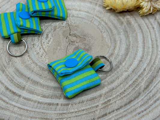Einkaufschip Tasche Einkaufswagenchip Schlüsselanhänger praktische Mini Geldbörse Einkaufshilfe grün blau gestreift