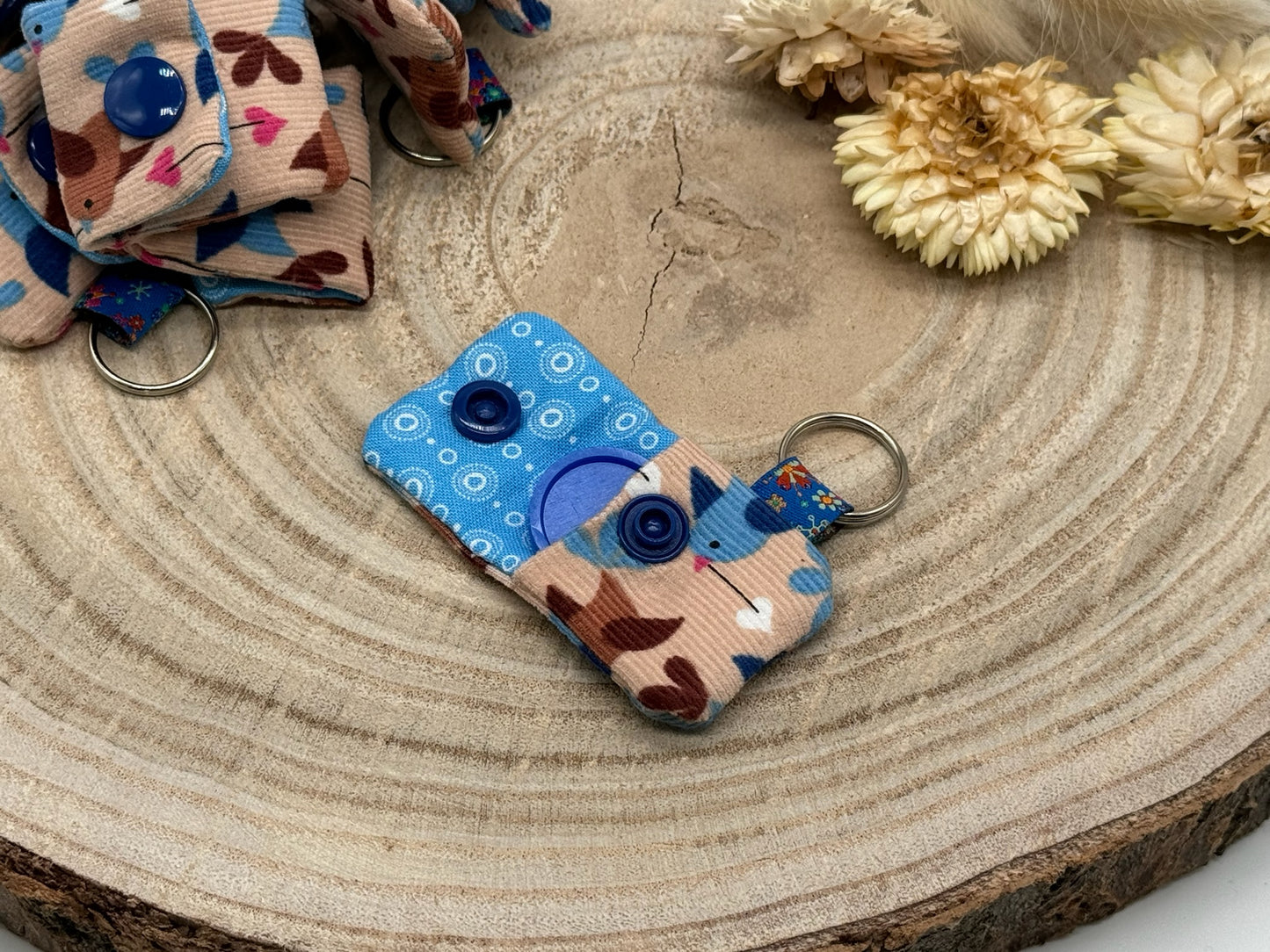 Schlüsselanhänger Mini Tasche mit Einkaufswagenchip praktische Mini Geldbörse Vögel auf Cord