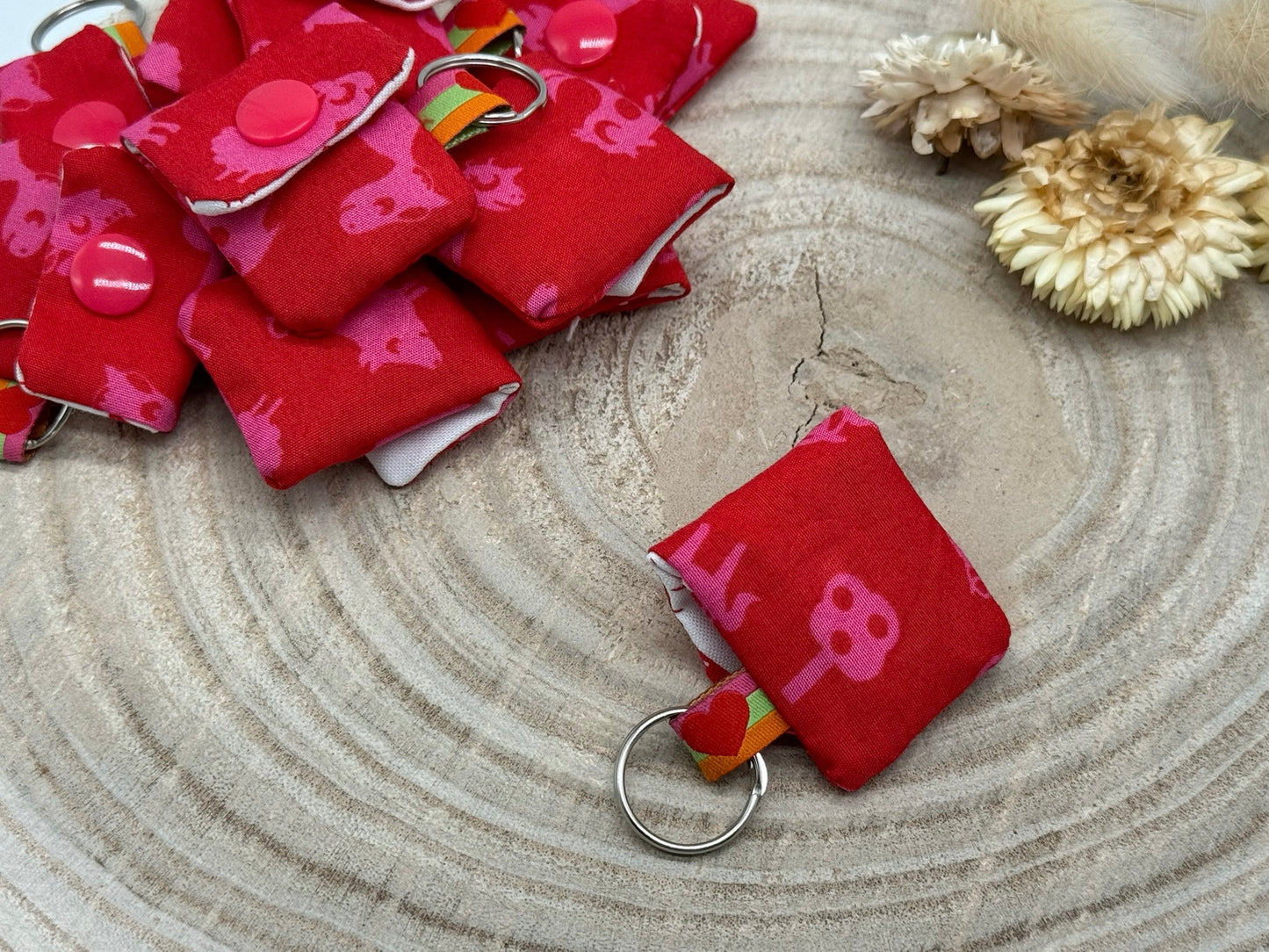 Einkaufschip Tasche Einkaufswagenchip Schlüsselanhänger praktische Mini Geldbörse Einkaufshilfe rot mit Tieren