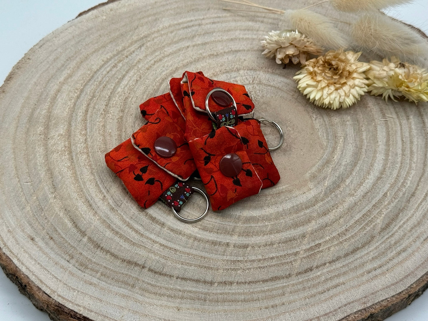 Einkaufschip Tasche Einkaufswagenchip Schlüsselanhänger praktische Mini Geldbörse Einkaufshilfe rot mit Blätter