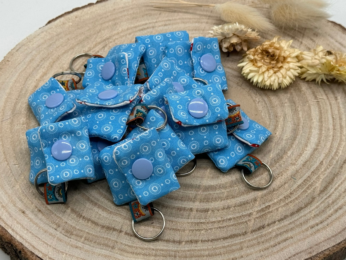 Einkaufschip Tasche Einkaufswagenchip Schlüsselanhänger praktische Mini Geldbörse Einkaufshilfe blau mit Muster