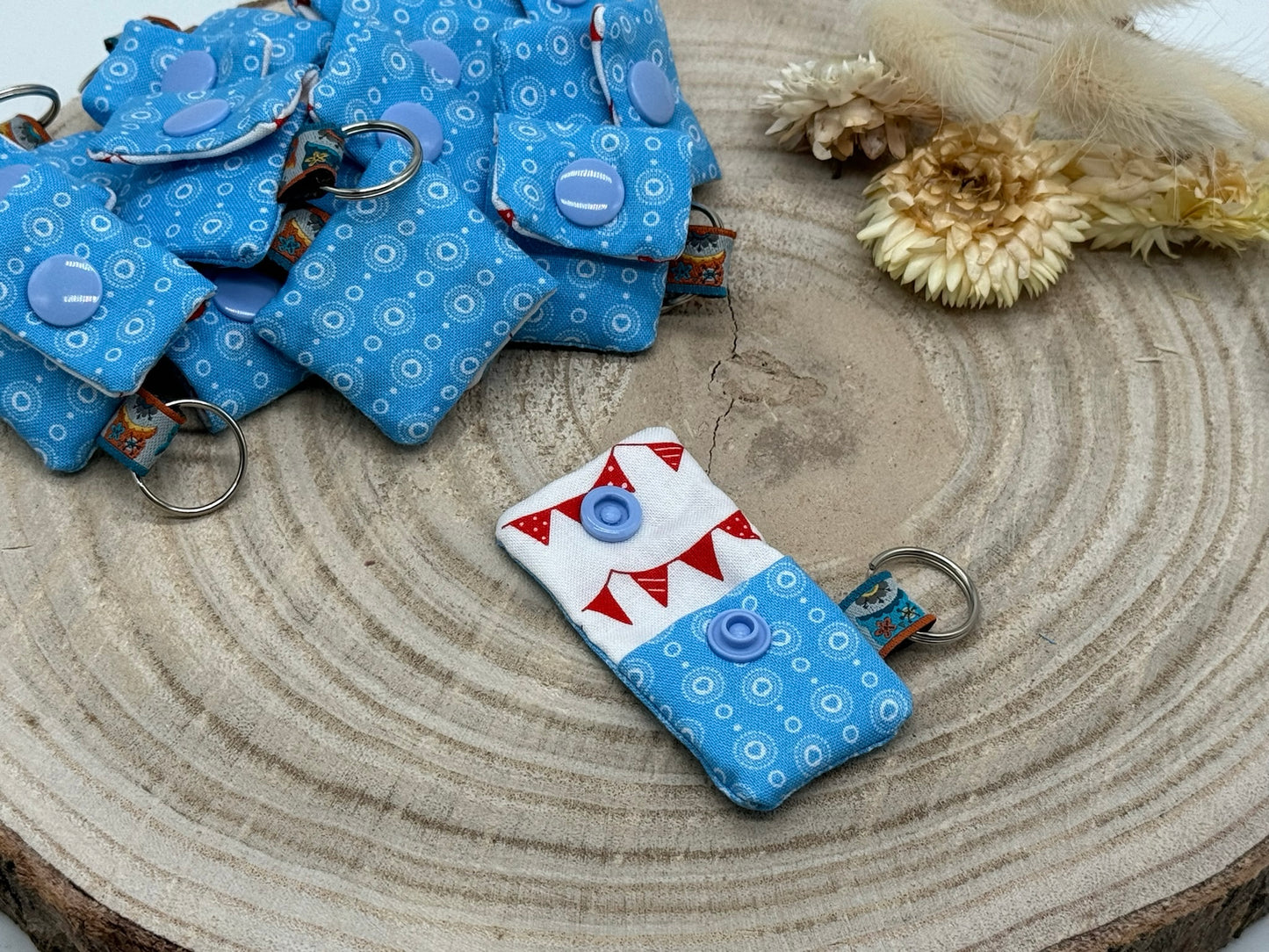 Einkaufschip Tasche Einkaufswagenchip Schlüsselanhänger praktische Mini Geldbörse Einkaufshilfe blau mit Muster