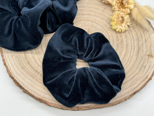 Scrunchie Haargummi elastisches Haarband Haarschmuck Velours Uni dunkelblau für feines oder dickes Haar