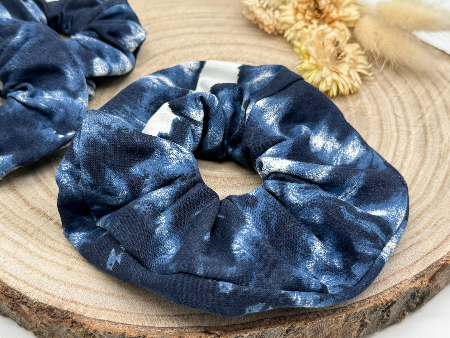 Scrunchie Haargummi elastisches Haarband Haarschmuck Batik blau für feines oder dickes Haar