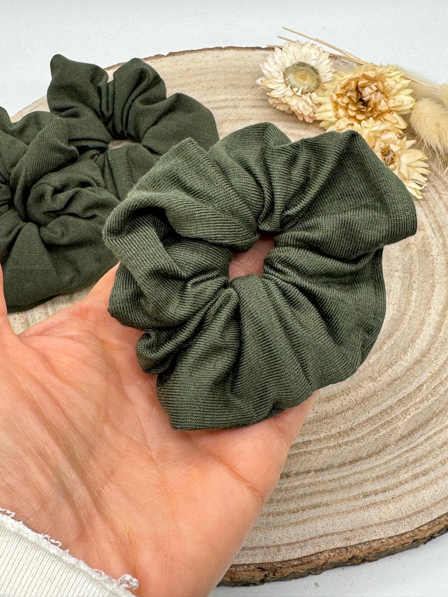 Scrunchie Haargummi elastisches Haarband Haarschmuck Uni grün für feines oder dickes Haar