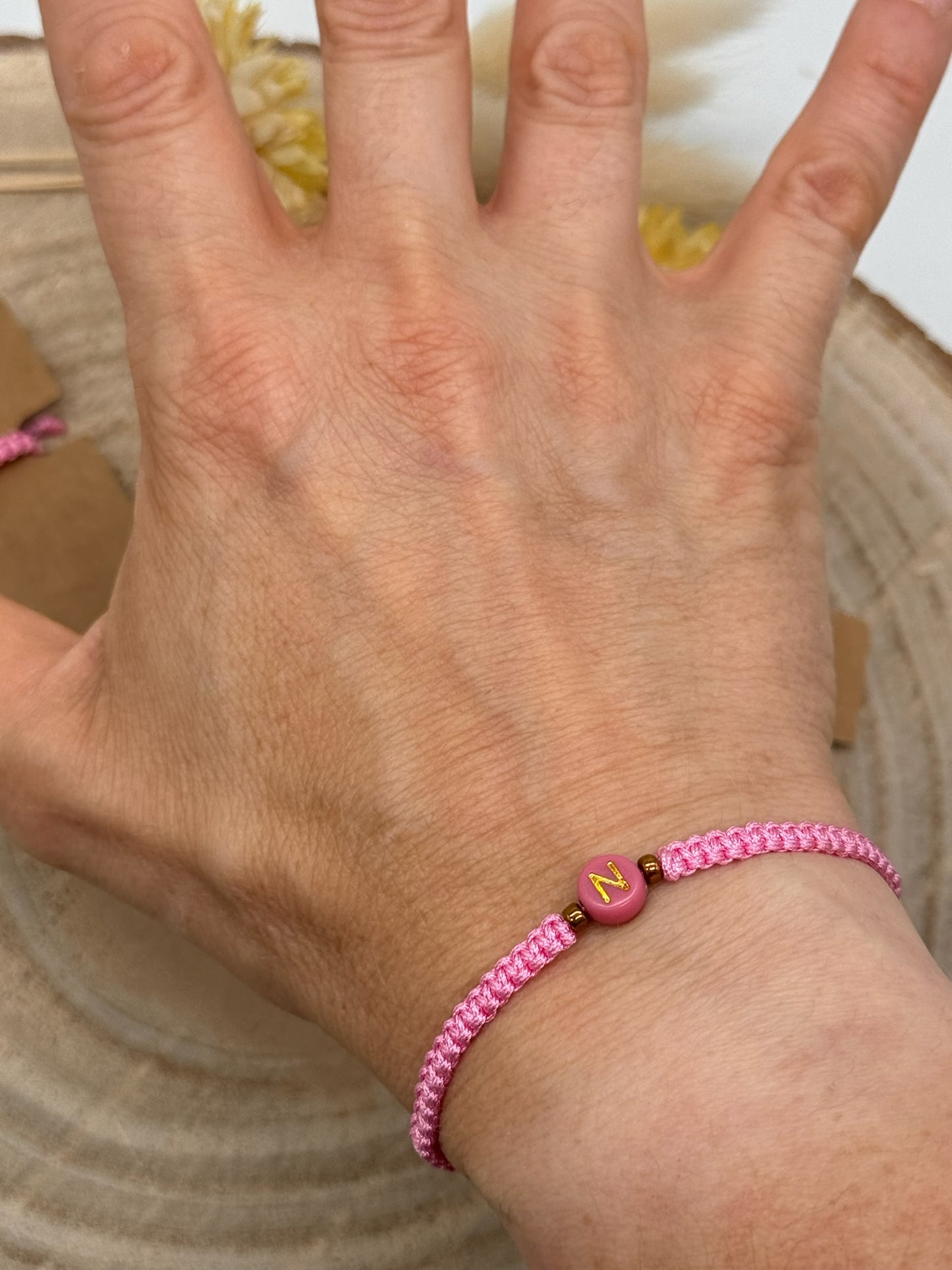 Freundschaftsarmband Makramee Schmuck Armband ABC Pink