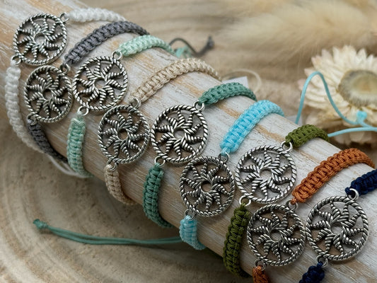 Freundschaftsarmband Makramee Armband Sonne Edelstahl Silber