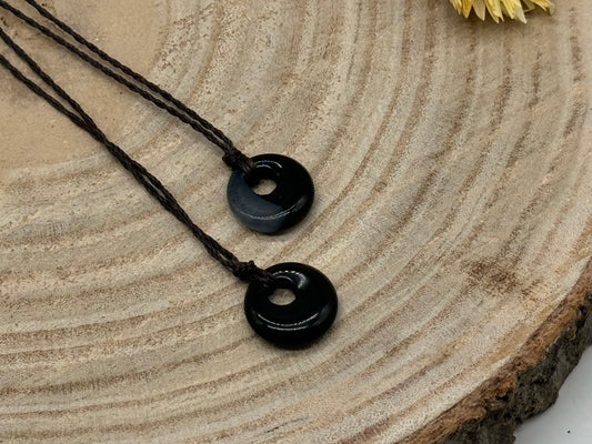 Makramee Choker Halbedelstein Kette schwarzer Achat