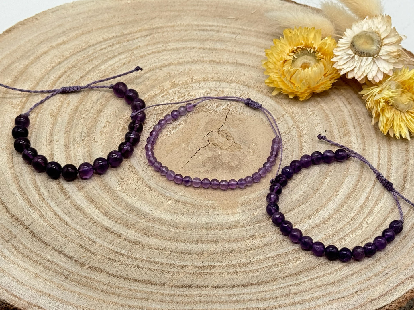 Halbedelstein Makramee Armband Freundschaftsarmband Boho Hippie Schmuck Amethyst Perlen