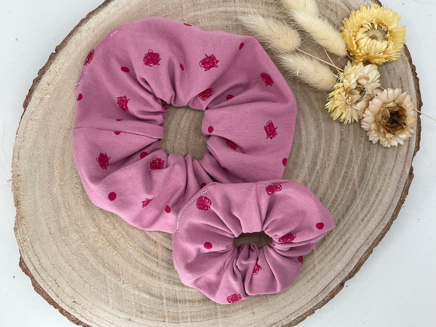 Scrunchie Haargummi Haarband rosa Punkte