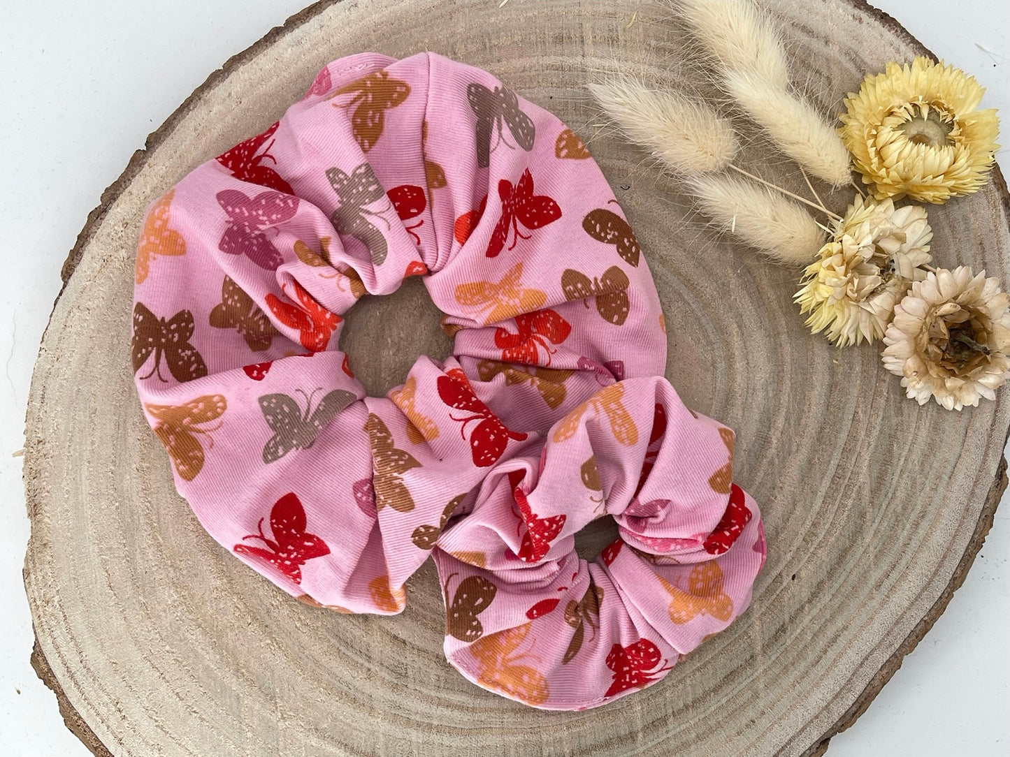 Scrunchie Haargummi Haarband Schmetterling rosa
