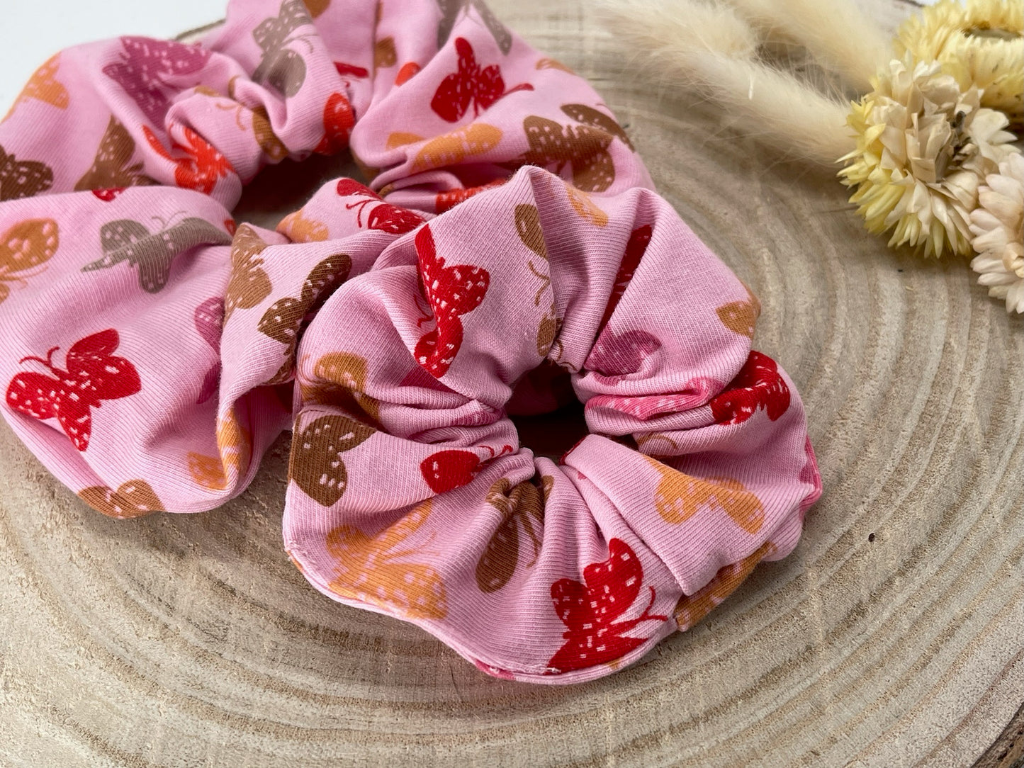 Scrunchie Haargummi Haarband Schmetterling rosa
