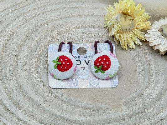 Retro Knopf Haargummi Erdbeere rosa rot