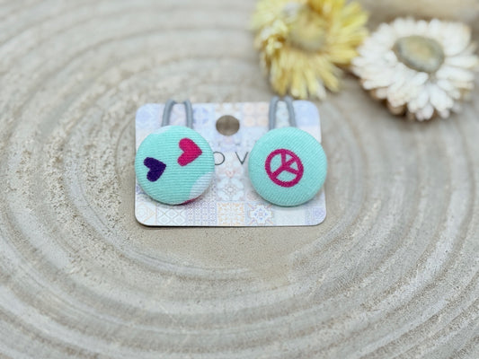 Retro Knopf Haargummi Peace mint