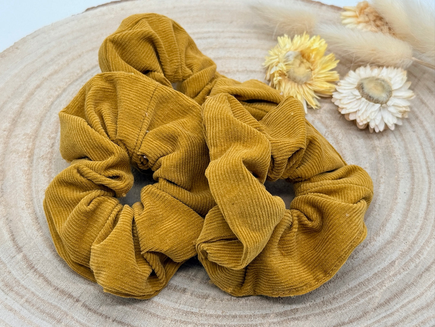 Scrunchie Haargummi elastisches Haarband Haarschmuck Feincord Ocker braun