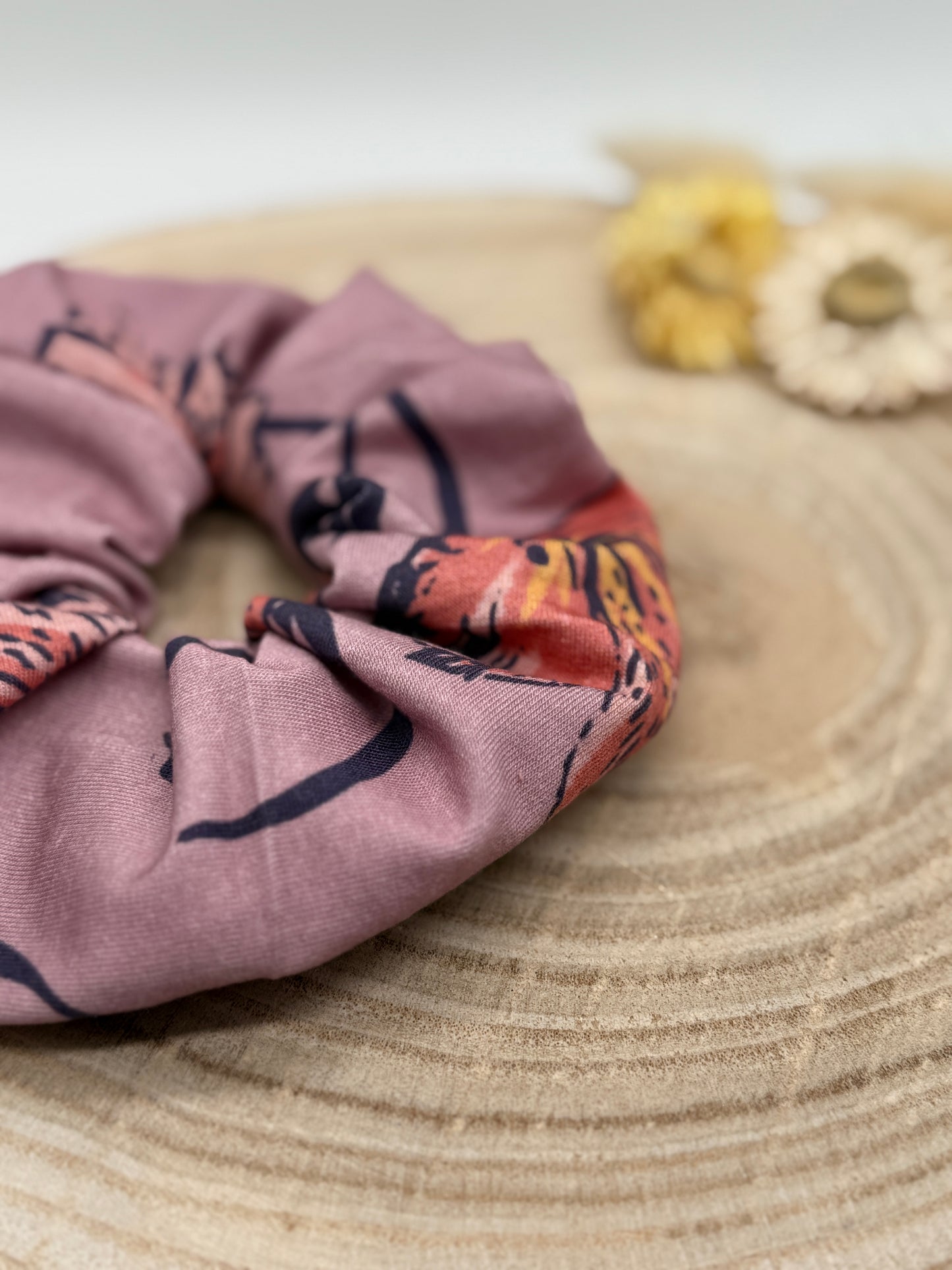 Scrunchie Haargummi elastisches Haarband Haarschmuck Orchidee lila