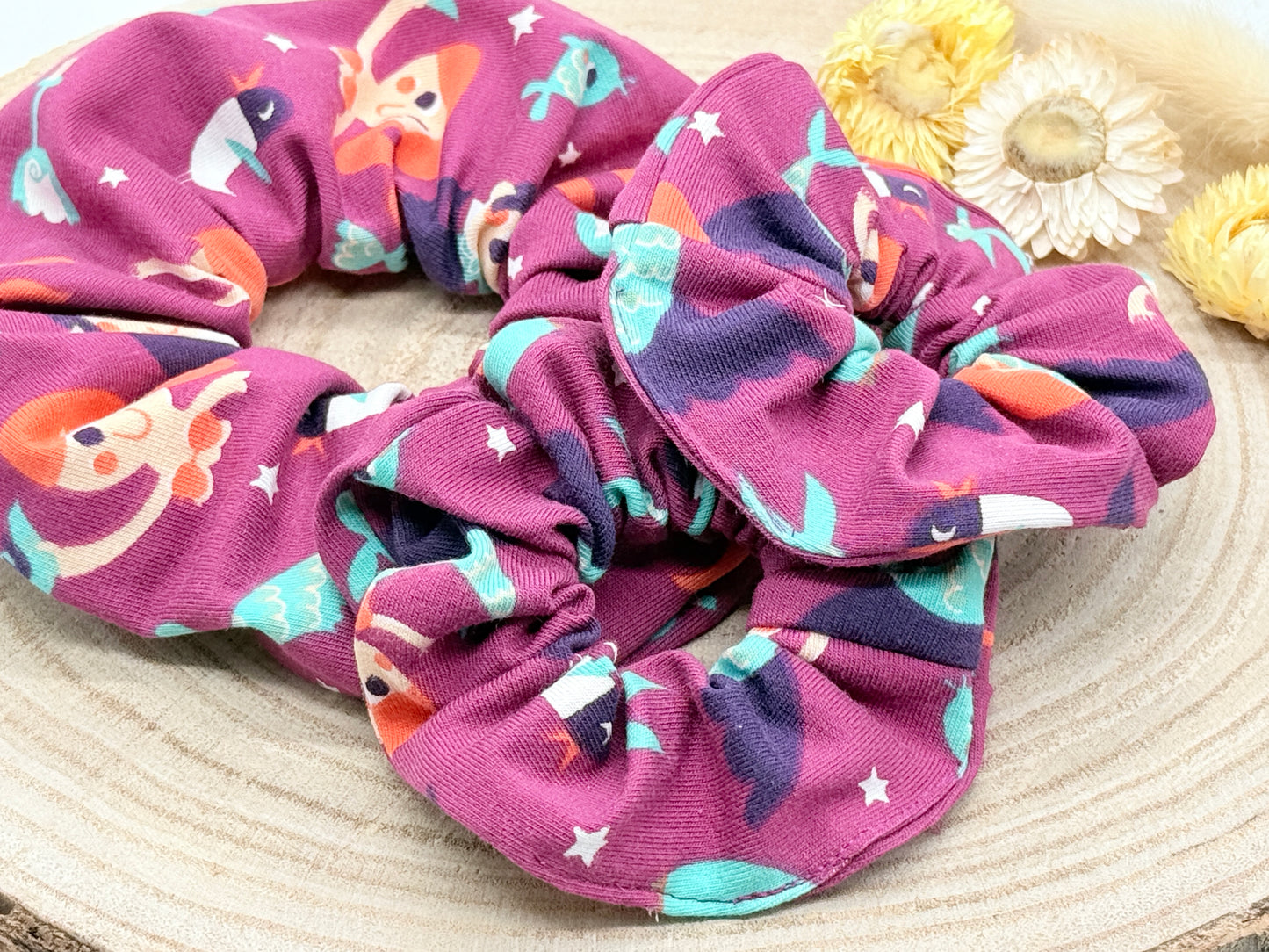 Scrunchie Haargummi elastisches Haarband Haarschmuck Meerjungfrau Lila