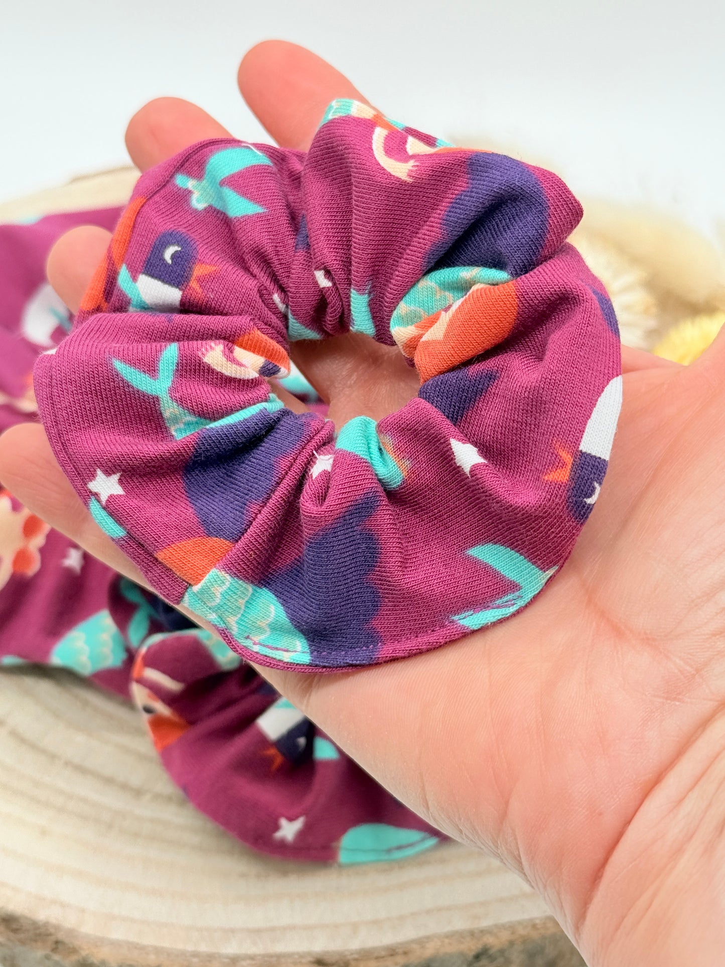 Scrunchie Haargummi elastisches Haarband Haarschmuck Meerjungfrau Lila