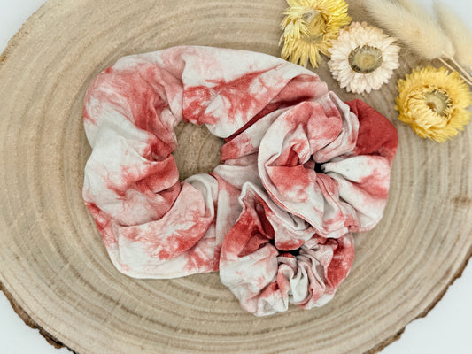 Scrunchie Haargummi elastisches Haarband Haarschmuck Batik rosa weiss