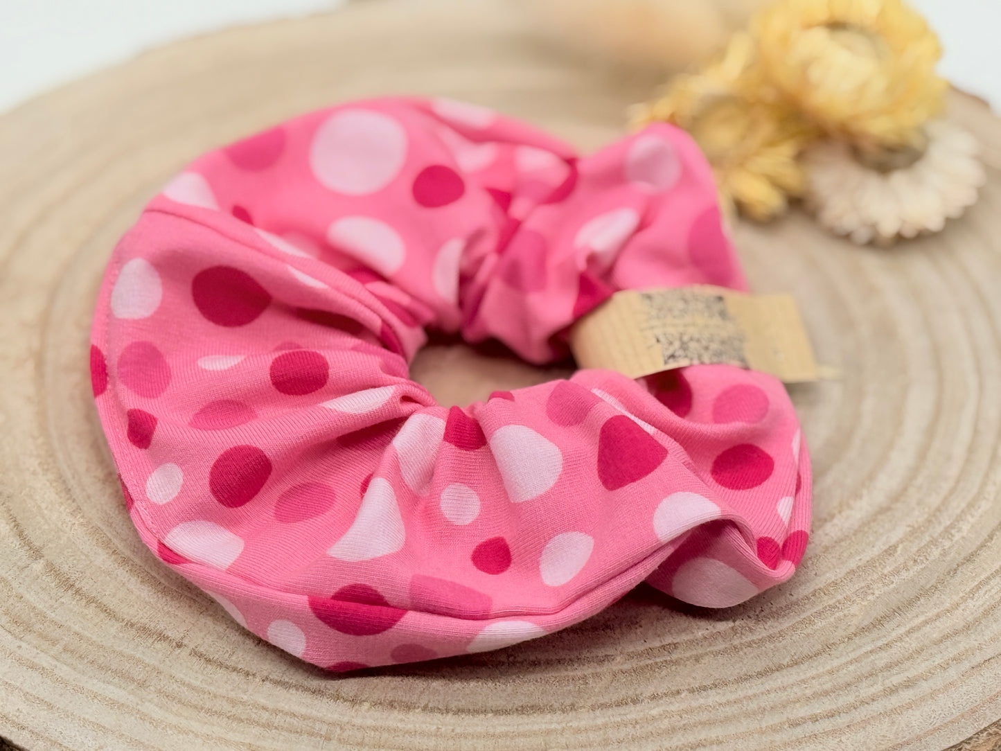 Scrunchie Haargummi elastisches Haarband Haarschmuck Punkte rosa