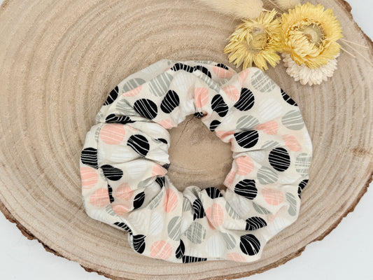 Scrunchie Haargummi elastisches Haarband Haarschmuck Pünktchen Weiß schwarz grau