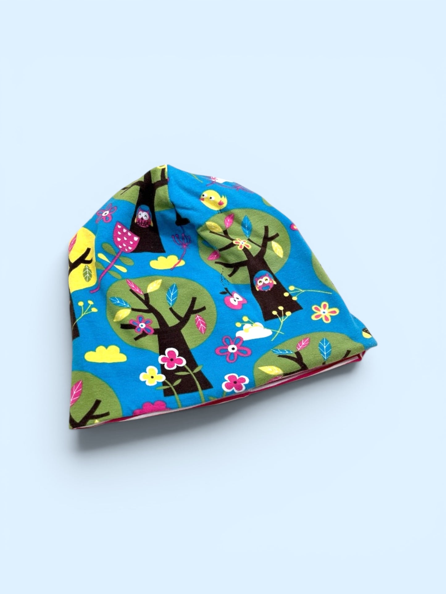 Wende-Beanie für Kinder – Vogel Design Blau 🐦